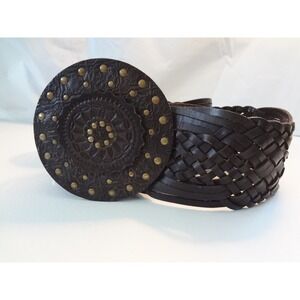 Elegant Black Braided Belt with Decorative Studs